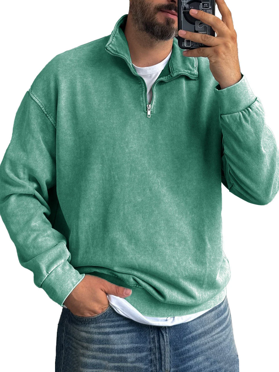 Fernando® | Men'S Basic Zip Stand Up Sweatshirt - Image 5