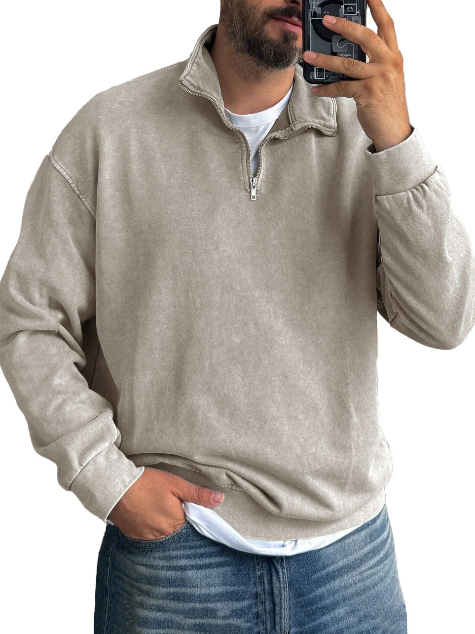 Fernando® | Men'S Basic Zip Stand Up Sweatshirt - Image 6