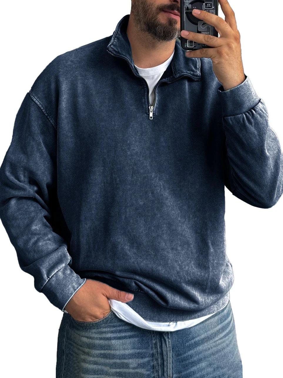 Fernando® | Men'S Basic Zip Stand Up Sweatshirt - Image 7