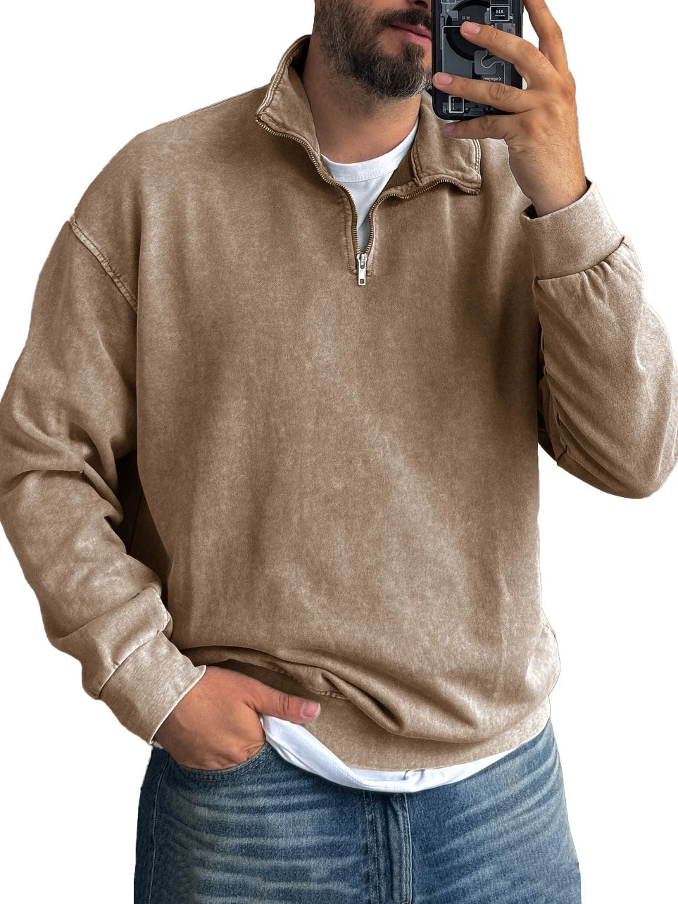 Fernando® | Men'S Basic Zip Stand Up Sweatshirt - Image 8