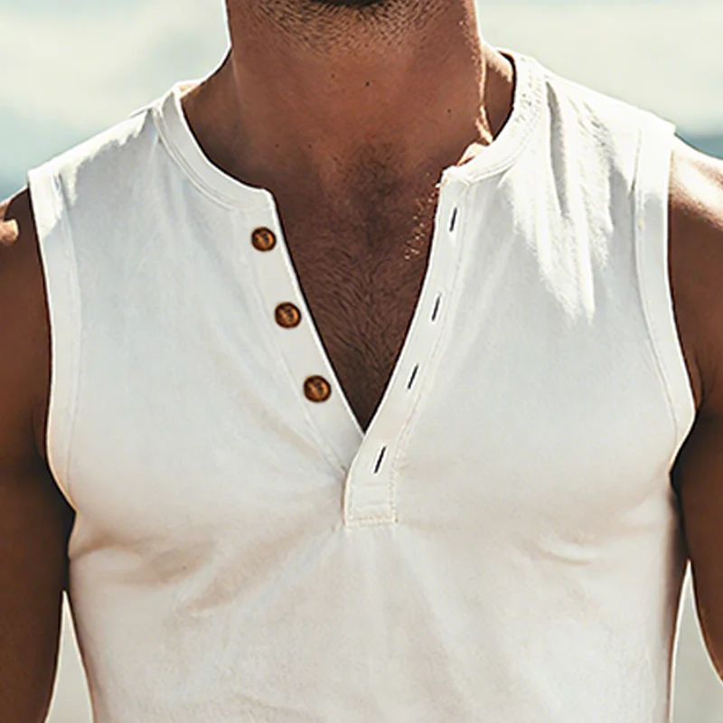 Fernando | Men'S Spring And Summer Casual Thin Suede Henley Collar Tank Top - Image 6