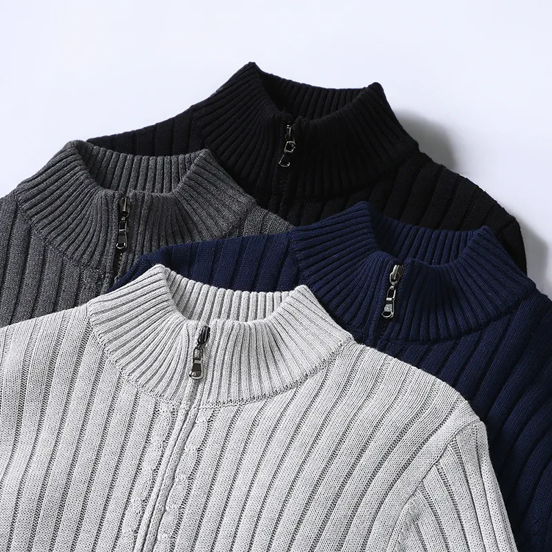 Ferrán | Men's classic ribbed knit cardigan with zip - Image 4
