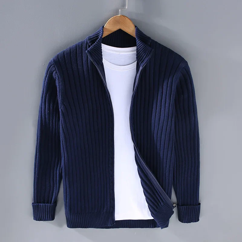 Ferrán | Men's classic ribbed knit cardigan with zip - Image 5