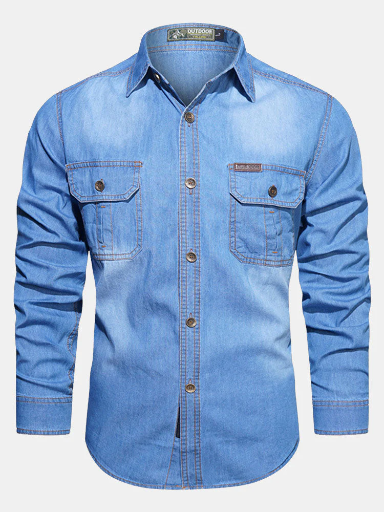 Fidel® | Washed Denim Shirt With Pockets - Image 3