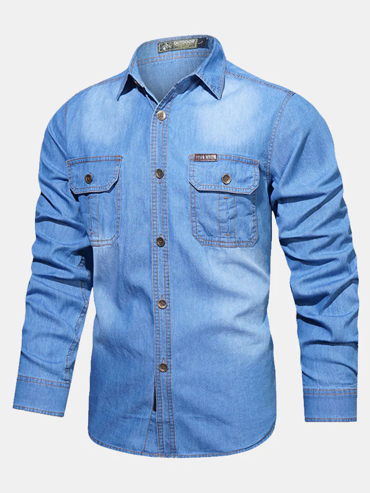 Fidel® | Washed Denim Shirt With Pockets - Image 4