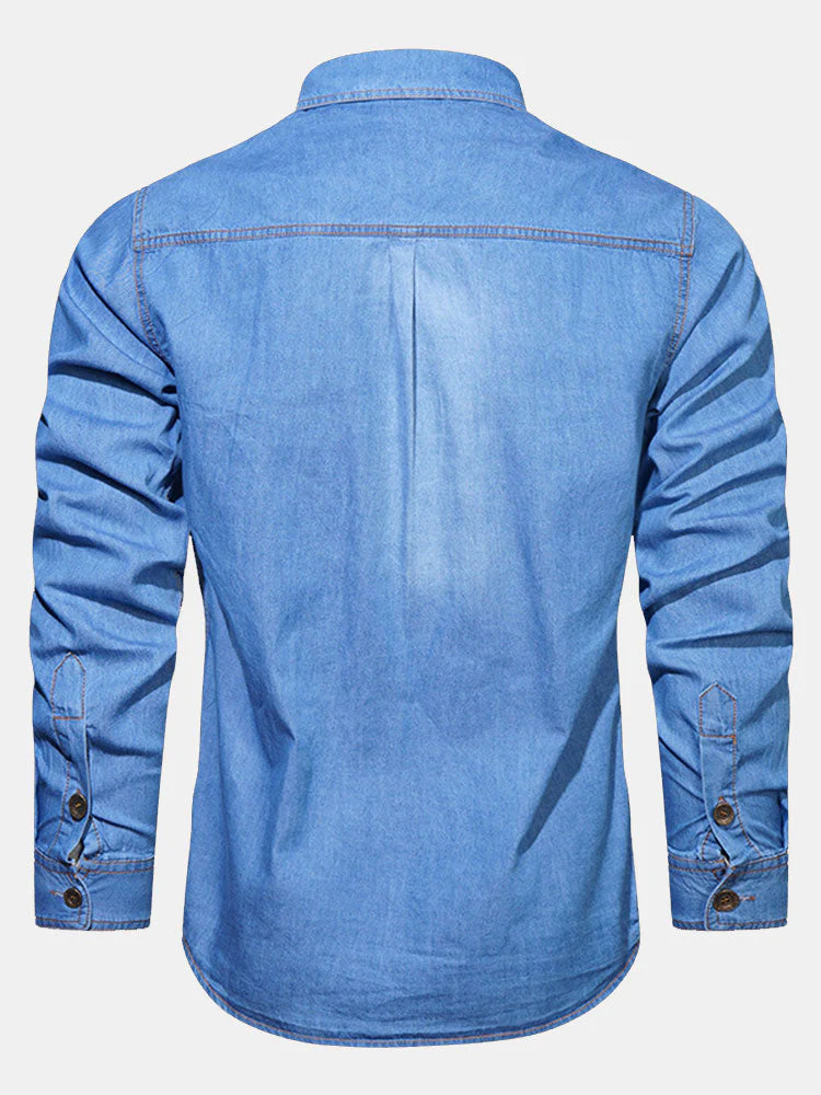 Fidel® | Washed Denim Shirt With Pockets - Image 5