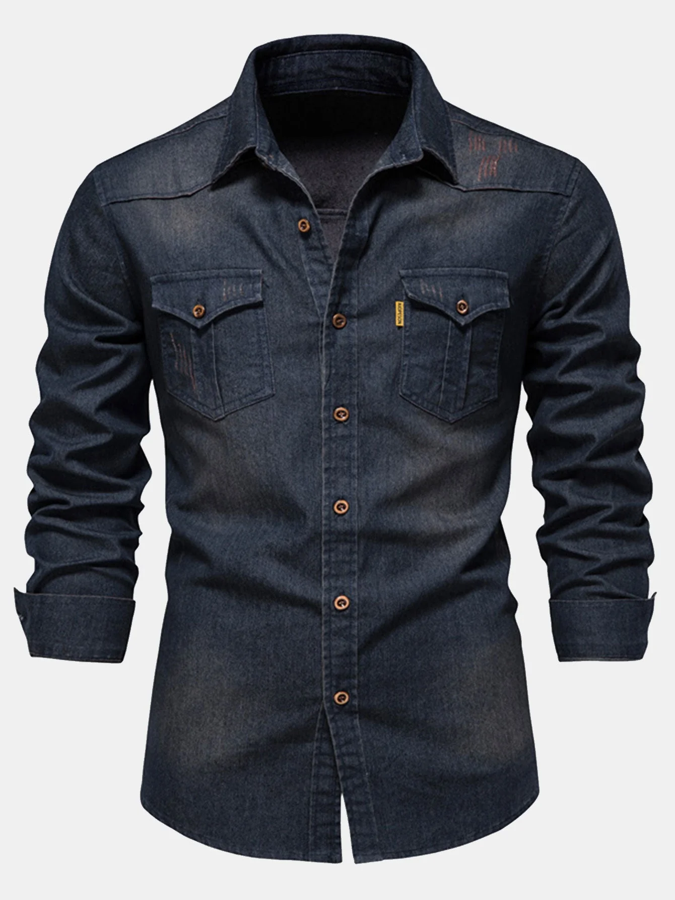 Finbar® | Washed Denim Western Shirt With Pockets - Image 4