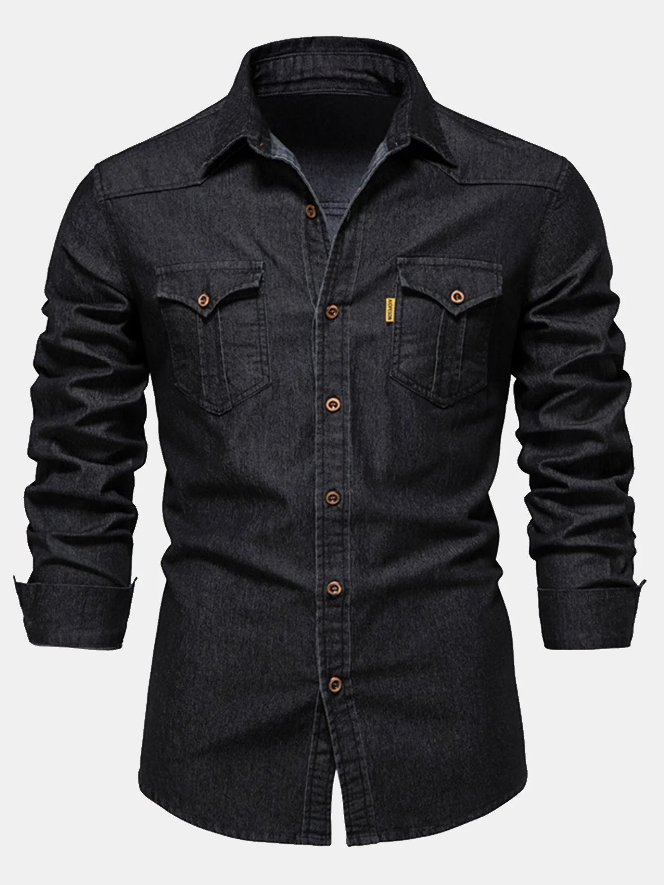Finbar® | Washed Denim Western Shirt With Pockets - Image 6