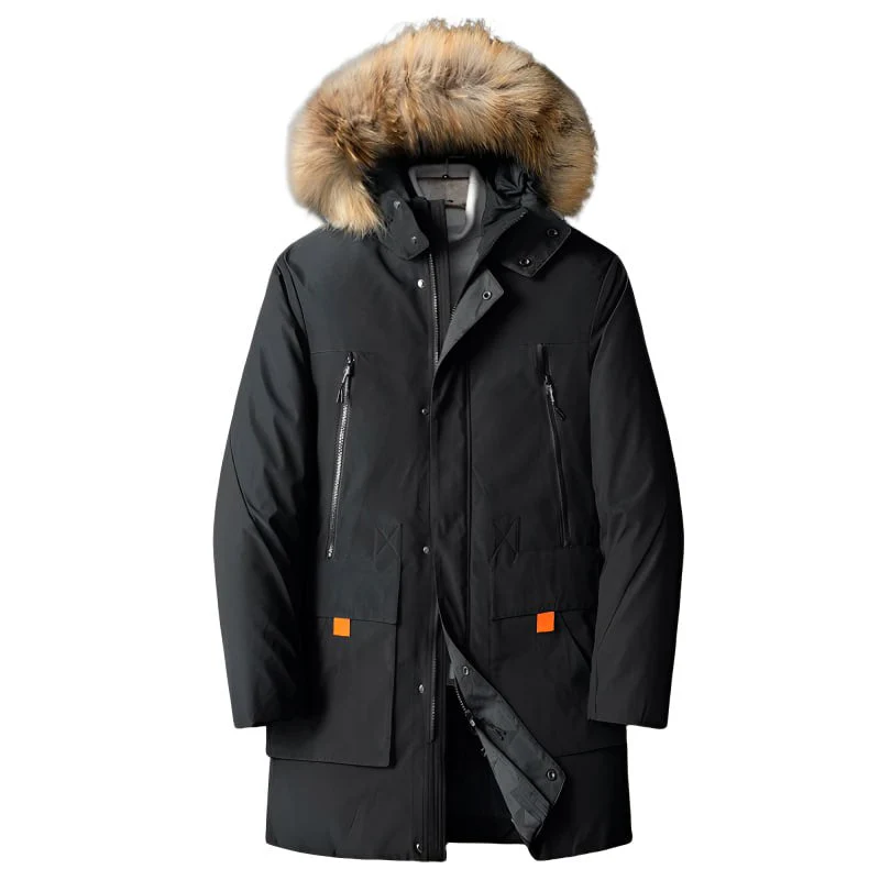 Finbar | Men's insulated parka with faux fur hood - Image 2