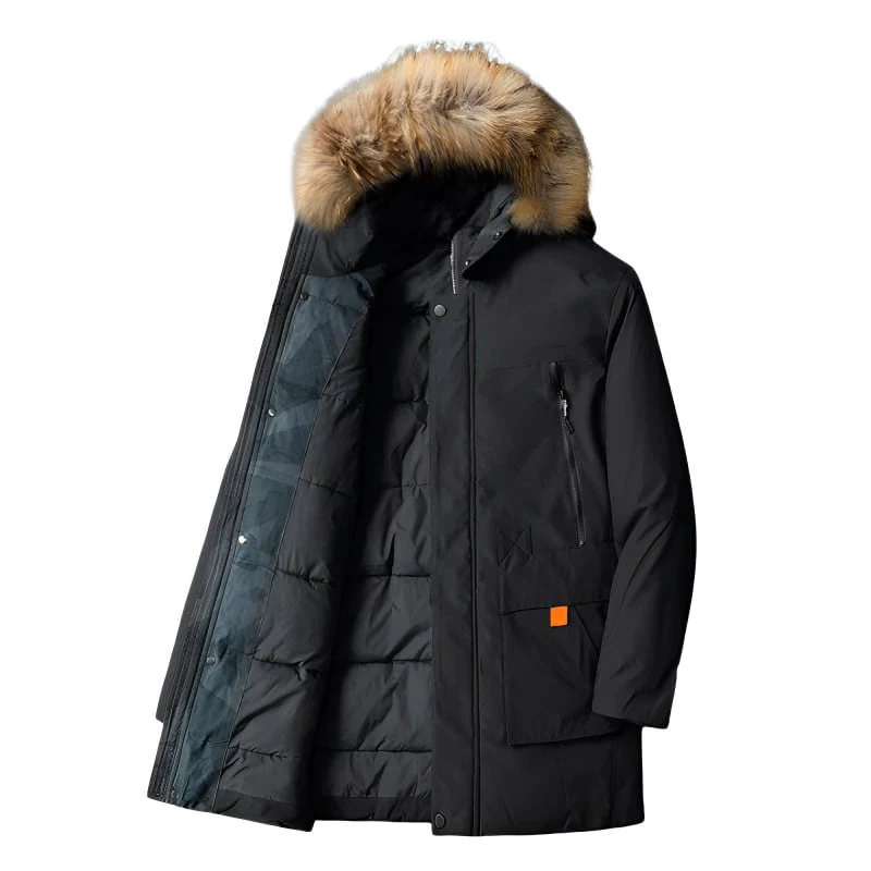 Finbar | Men's insulated parka with faux fur hood - Image 3