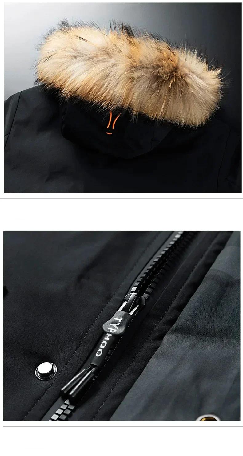 Finbar | Men's insulated parka with faux fur hood - Image 6