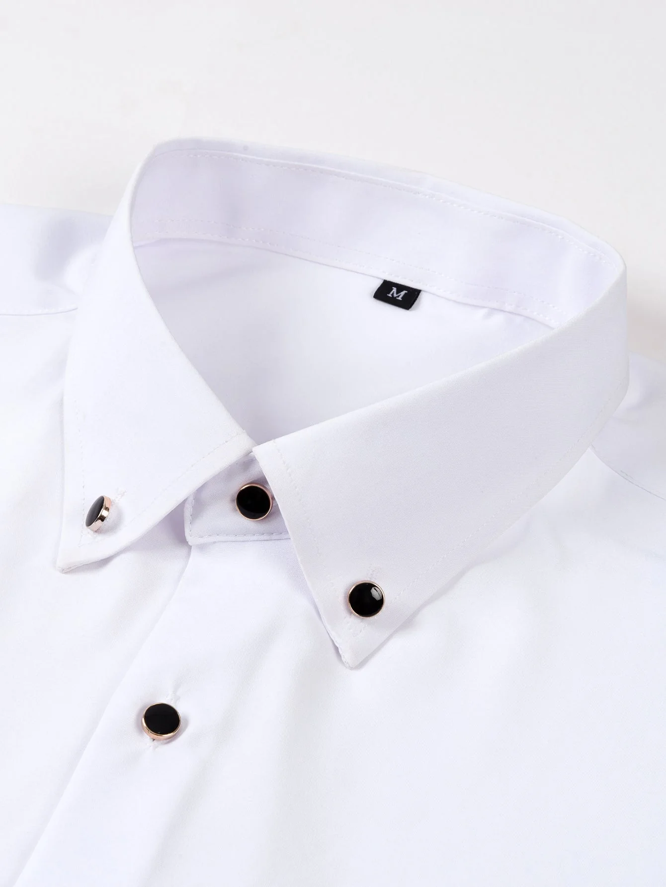 Fiorino® | Long Sleeve Dress Shirt with Faux Gemstone Metal Rim Buttons - Image 10