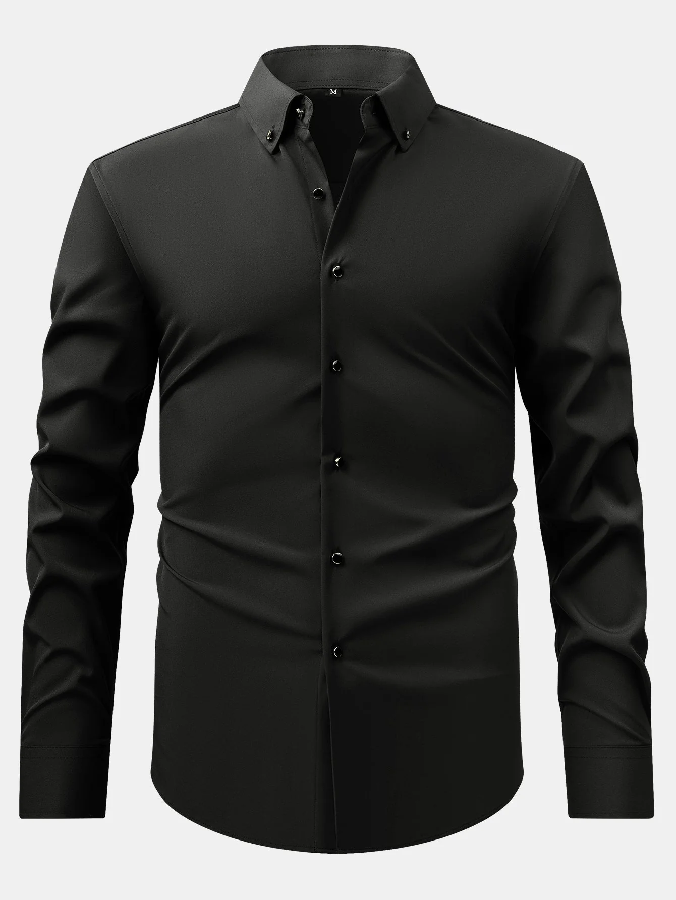 Fiorino® | Long Sleeve Dress Shirt with Faux Gemstone Metal Rim Buttons - Image 15
