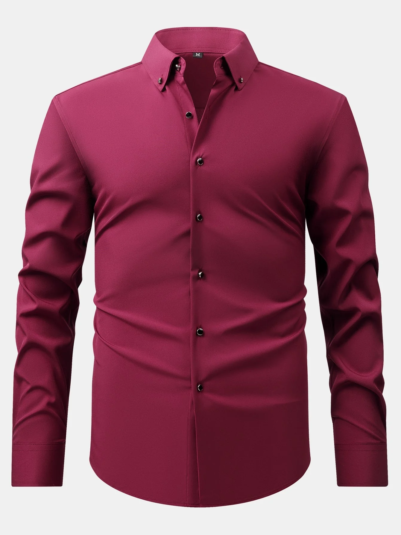 Fiorino® | Long Sleeve Dress Shirt with Faux Gemstone Metal Rim Buttons - Image 17