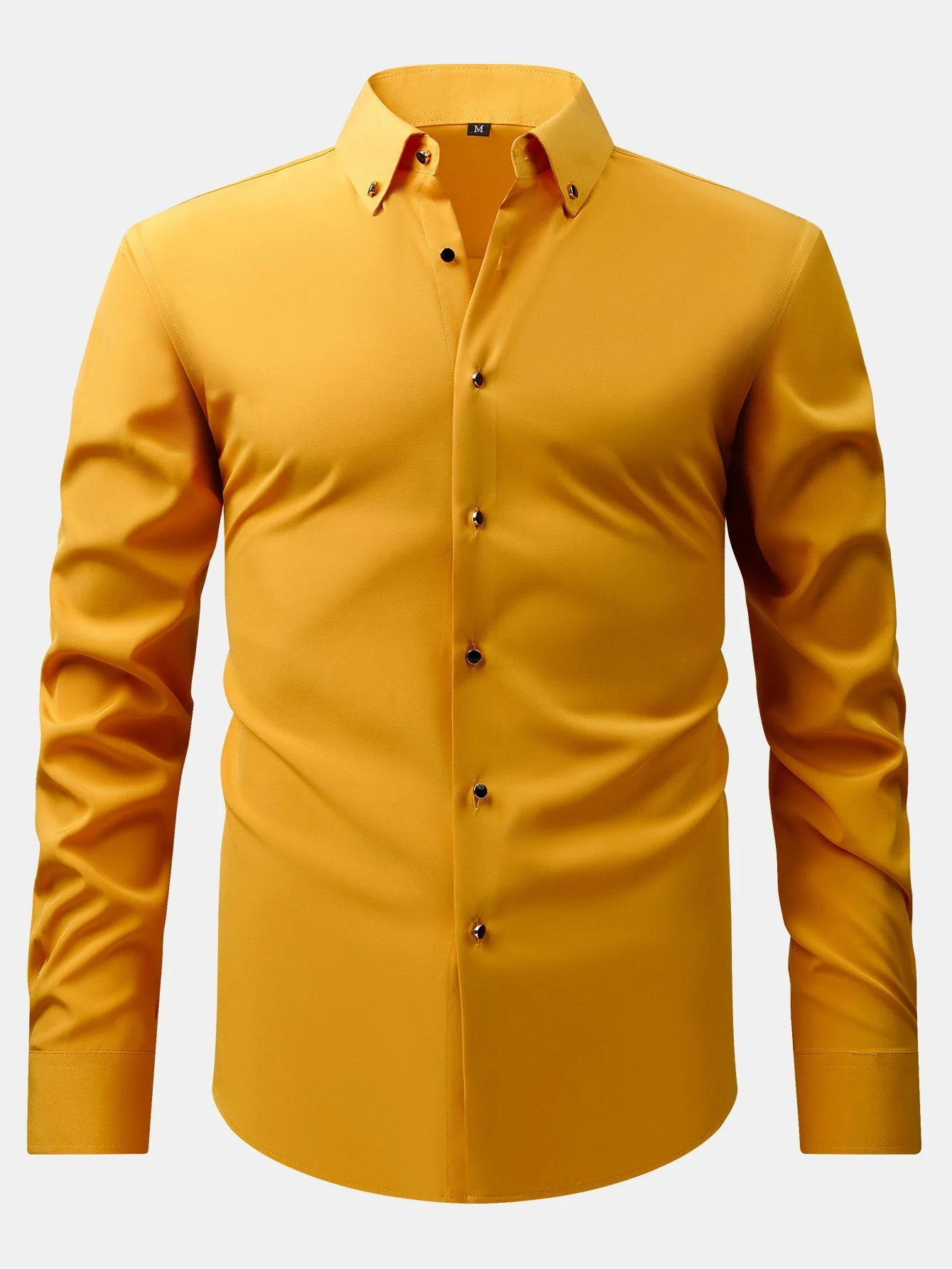 Fiorino® | Long Sleeve Dress Shirt with Faux Gemstone Metal Rim Buttons - Image 3