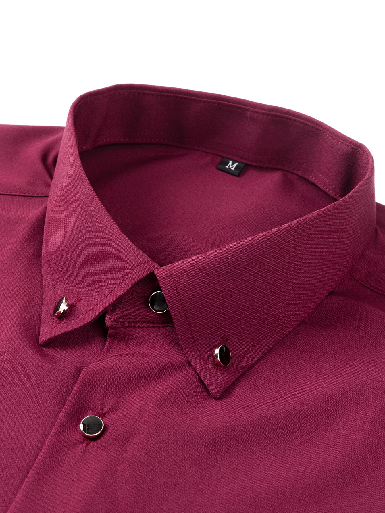 Fiorino® | Long Sleeve Dress Shirt with Faux Gemstone Metal Rim Buttons - Image 6
