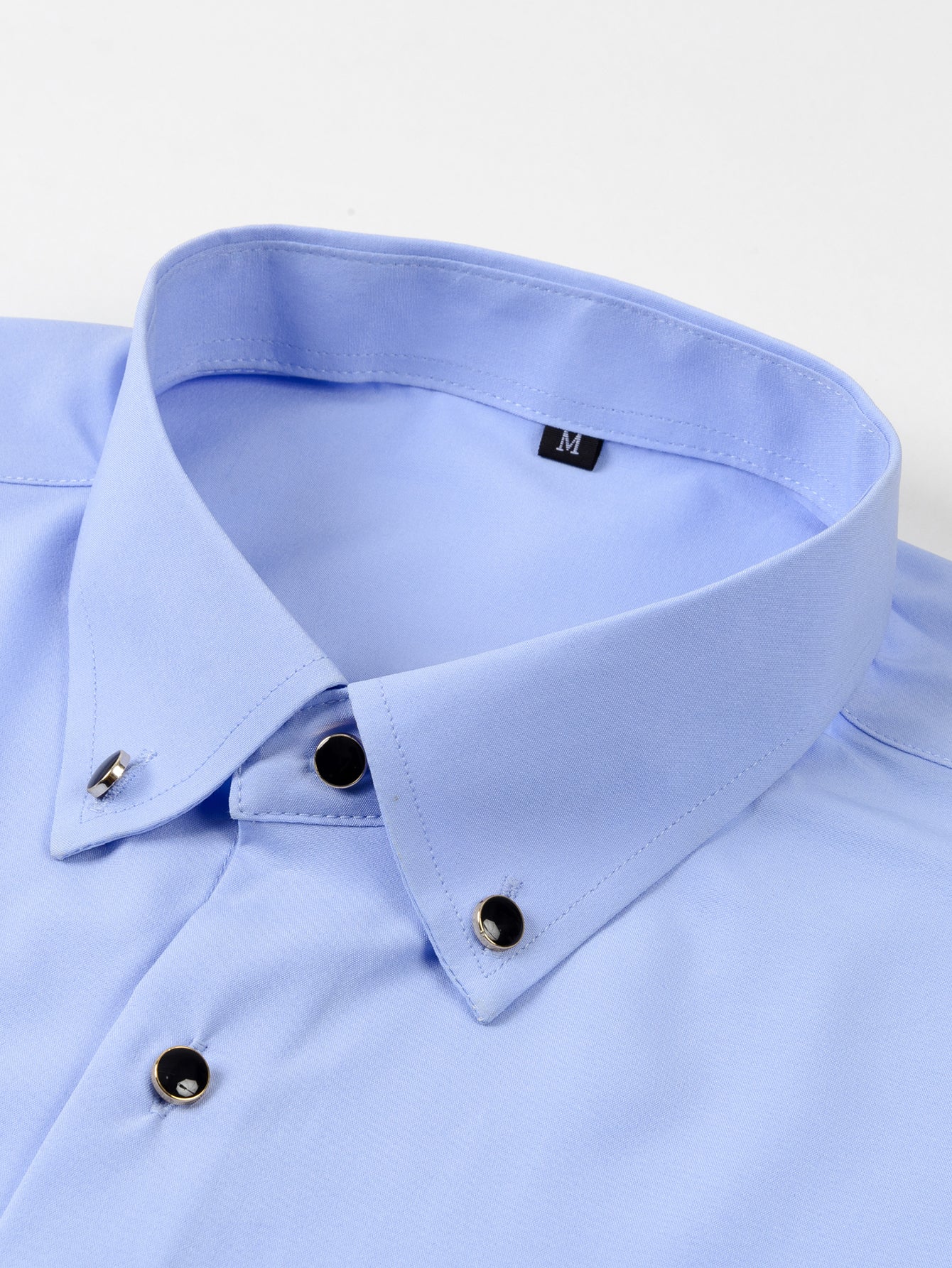 Fiorino® | Long Sleeve Dress Shirt with Faux Gemstone Metal Rim Buttons - Image 7