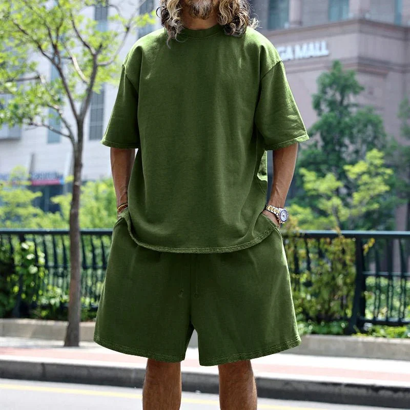 Flavius | Men's 100% Cotton Co-Ord Set – Oversized T-Shirt & Shorts Lounge Set - Image 3