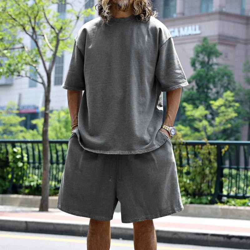 Flavius | Men's 100% Cotton Co-Ord Set – Oversized T-Shirt & Shorts Lounge Set - Image 7