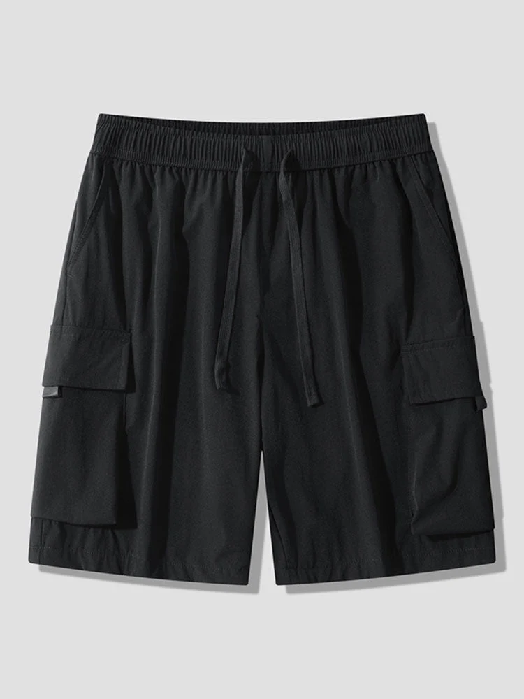 Florentine | Solid Drawstring Cargo Shorts - Image 3