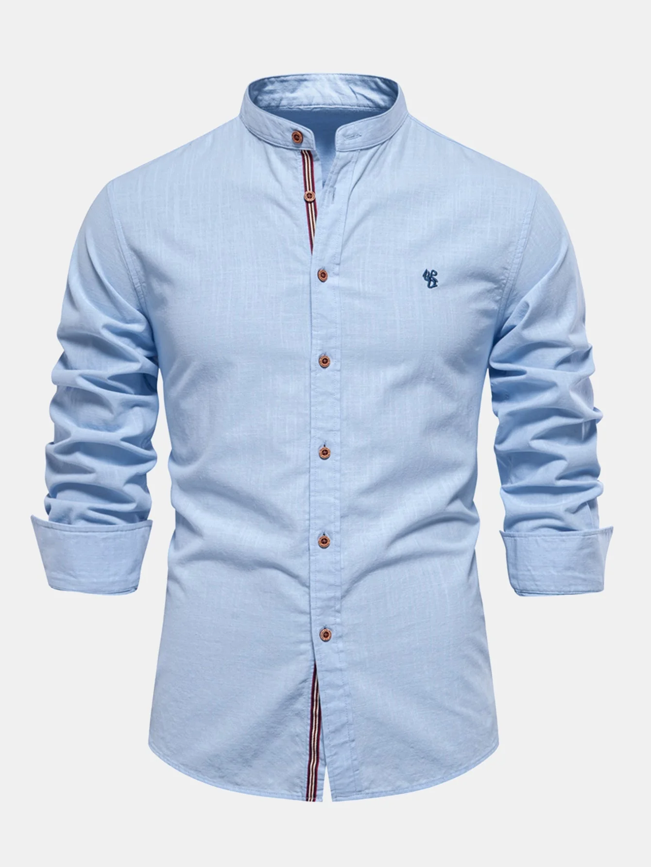 Florentino® | Long Sleeve Linen Look Stand Collar Shirt & Straight Leg Linen Pants - Image 25