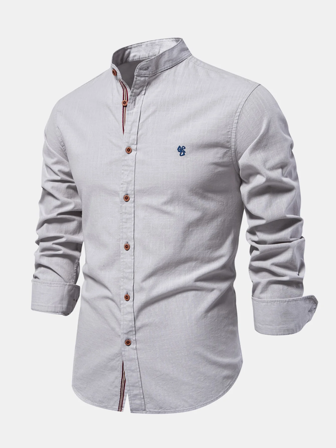 Florentino® | Long Sleeve Linen Look Stand Collar Shirt & Straight Leg Linen Pants - Image 9