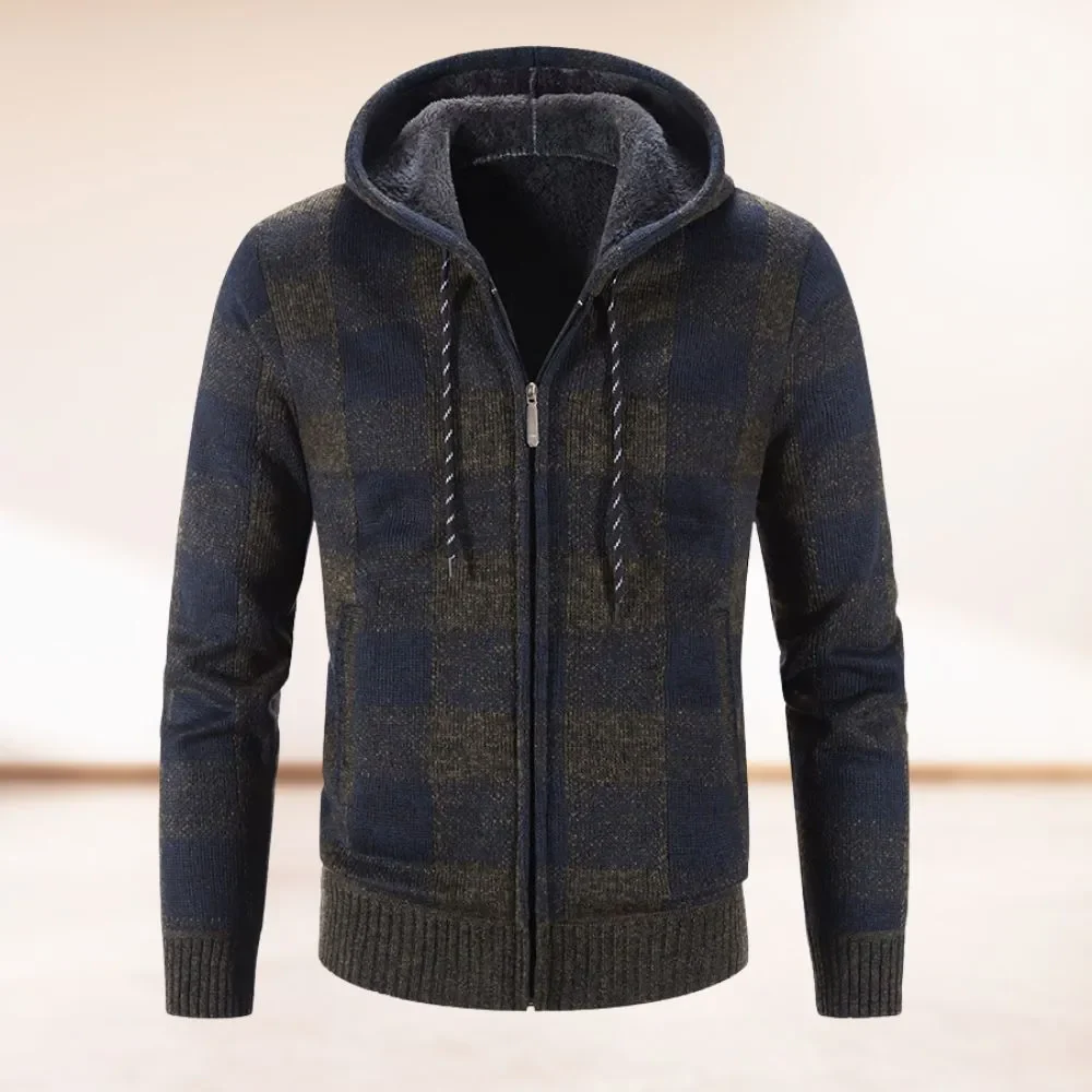 Forbes® | Fashionably Warm Checked Cardigan With Hood - Image 5