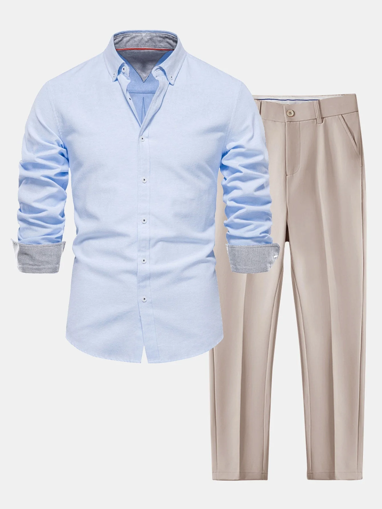 Fortunato® | Long Sleeve Button Up Oxford Shirt & Slim Fit Tapered Trousers - Image 19