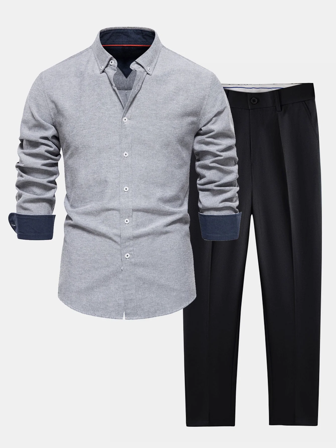 Fortunato® | Long Sleeve Button Up Oxford Shirt & Slim Fit Tapered Trousers - Image 21