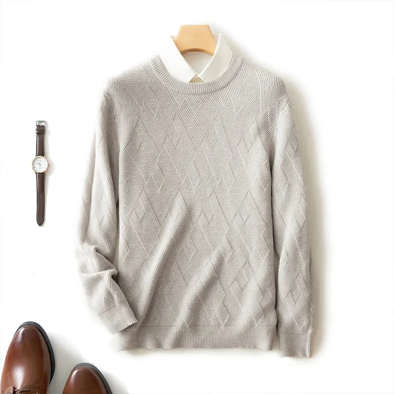 FrancoĀ® | Menās Jumpers With Diamond Knit Texture - Image 2