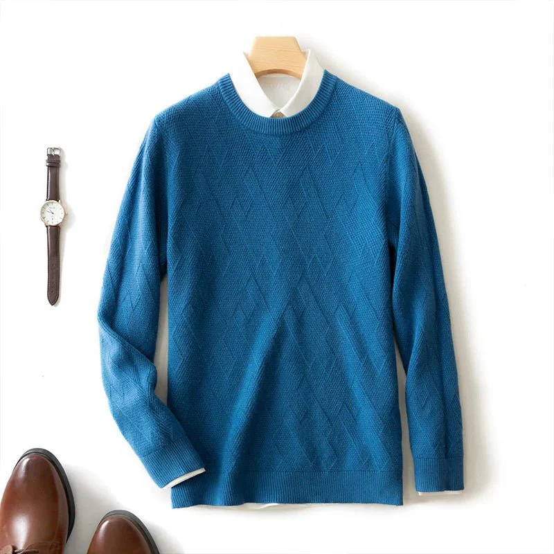 FrancoĀ® | Menās Jumpers With Diamond Knit Texture - Image 4