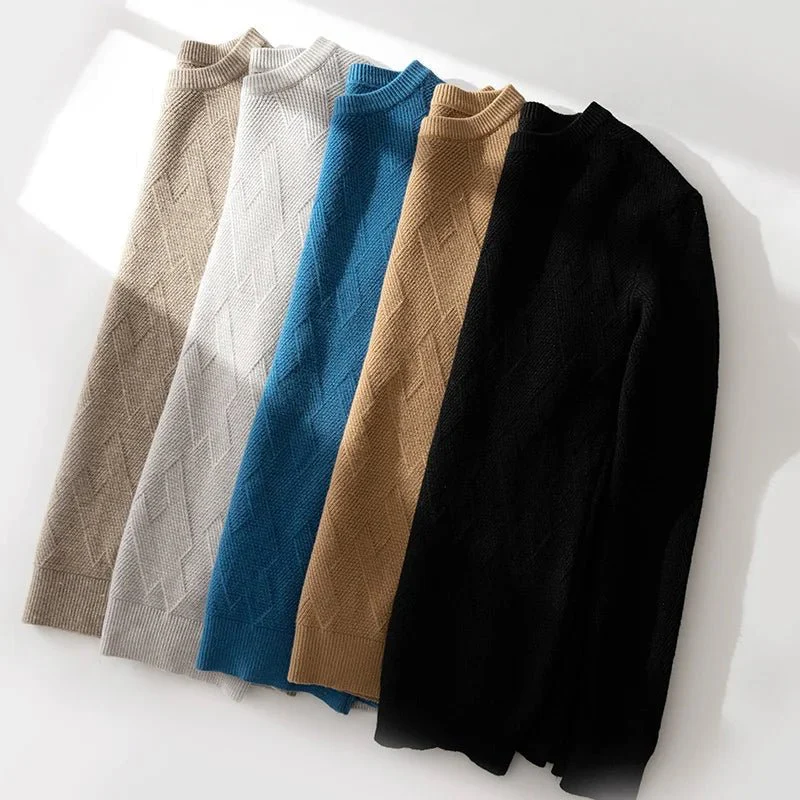 FrancoĀ® | Menās Jumpers With Diamond Knit Texture - Image 8