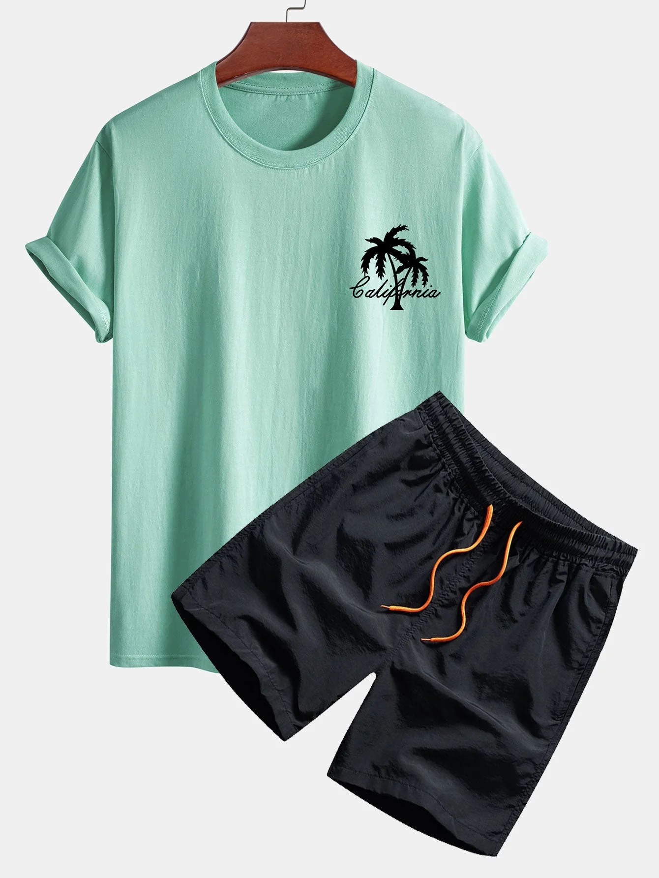 Franco® | Palm Tree Print Cotton T-Shirt & Swim Shorts - Image 4