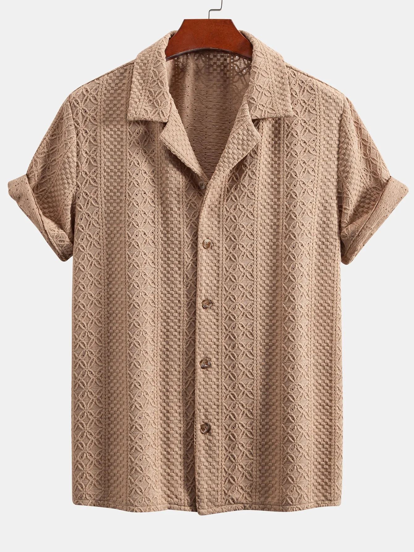 Frank® | Floral Checkerboard Jacquard Cuban Shirt - Image 5