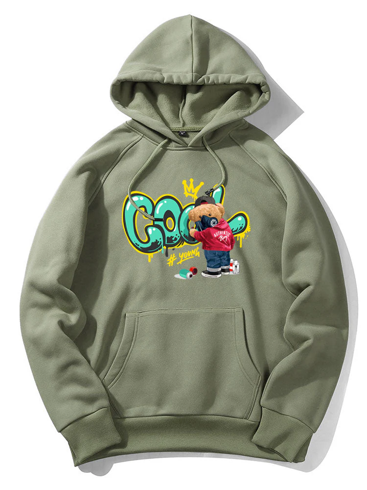 Frank | Graffiti Bear Print Hoodie - Image 2