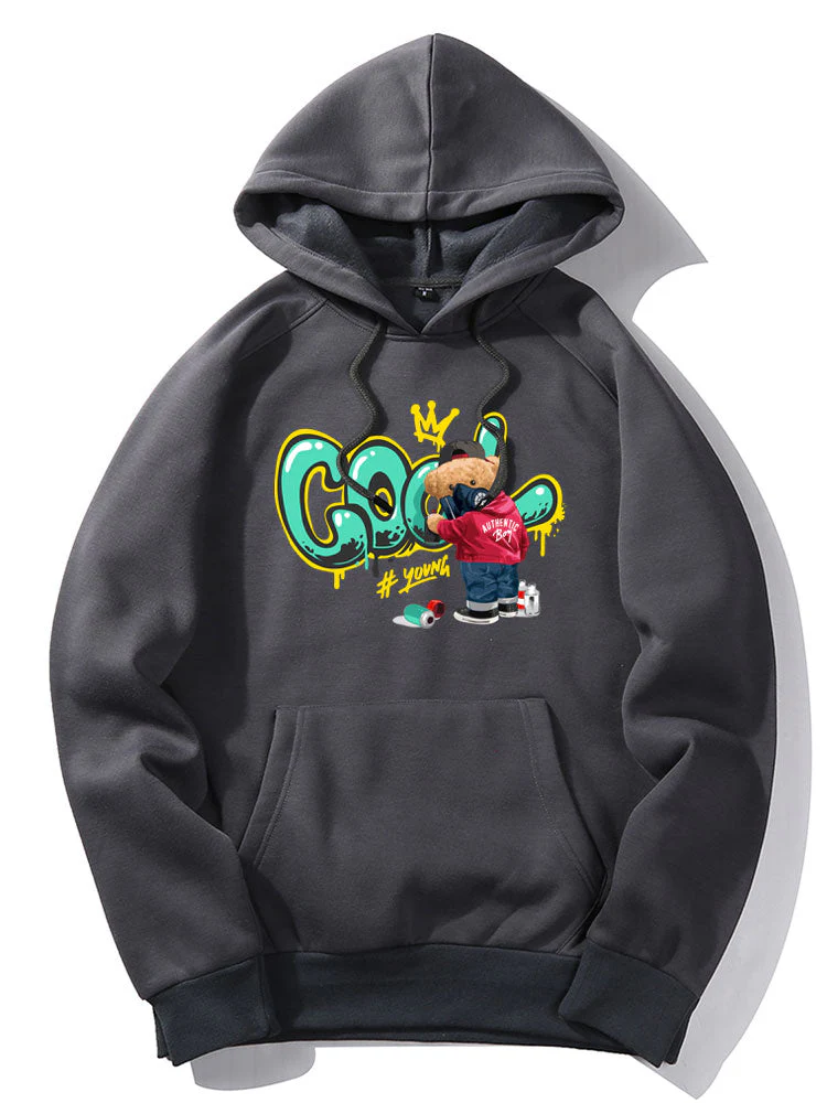 Frank | Graffiti Bear Print Hoodie - Image 3