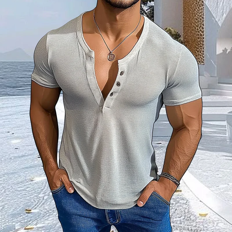 Frank | Men'S Casual Solid Color Loose Short-Sleeved Round Neck T-Shirt - Image 2