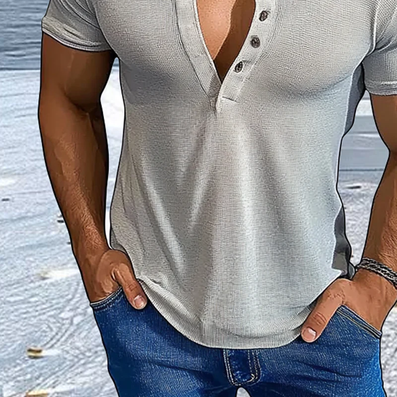 Frank | Men'S Casual Solid Color Loose Short-Sleeved Round Neck T-Shirt - Image 3