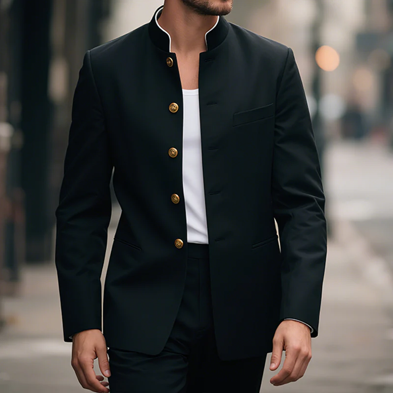 Fred | Men'S Retro Casual Stand Collar Single Breasted Blazer - Image 2