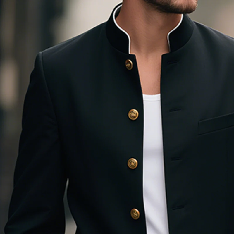 Fred | Men'S Retro Casual Stand Collar Single Breasted Blazer - Image 3