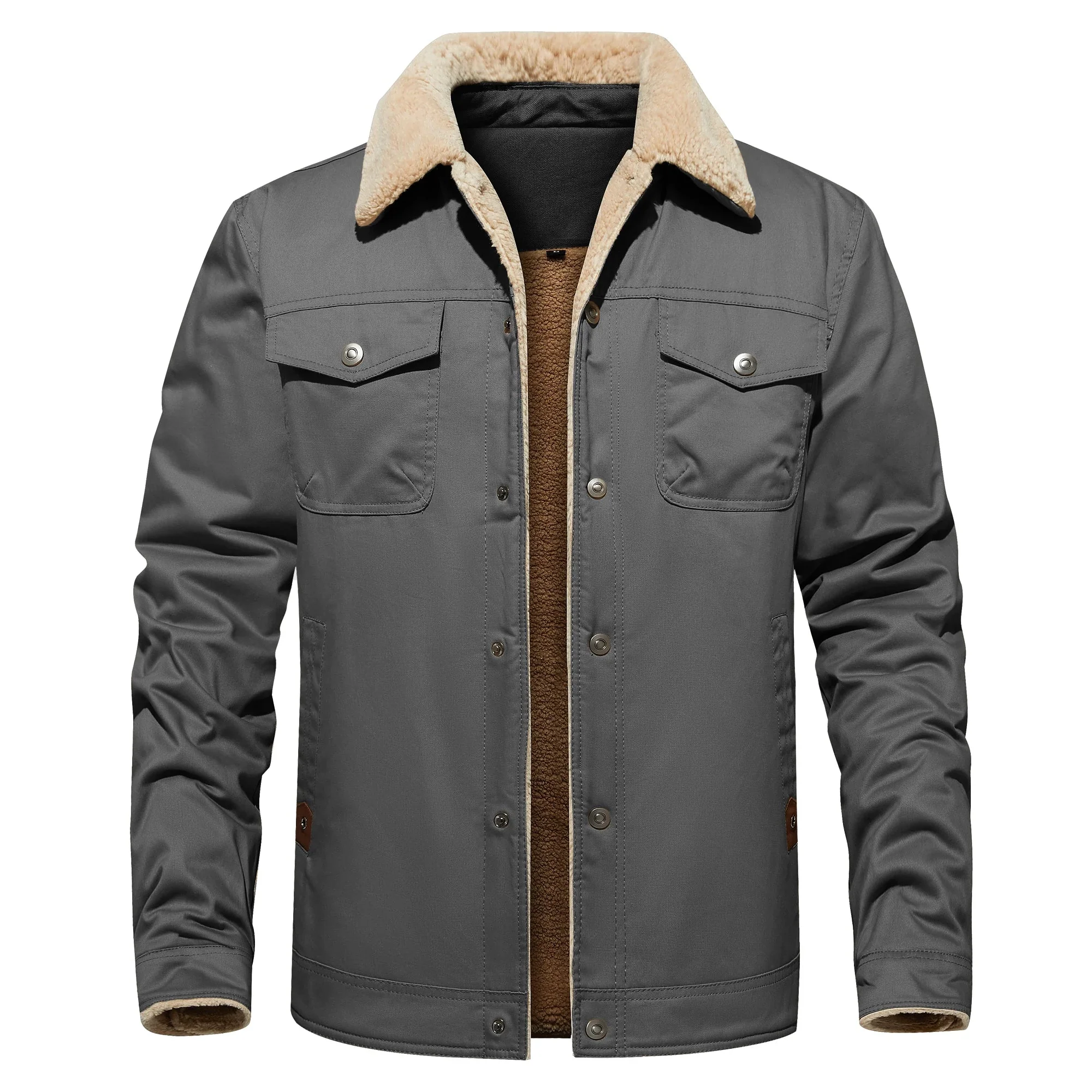Frederick® | Autumn Winter Men's Jacket Casual Warm Fleece Black - Image 11