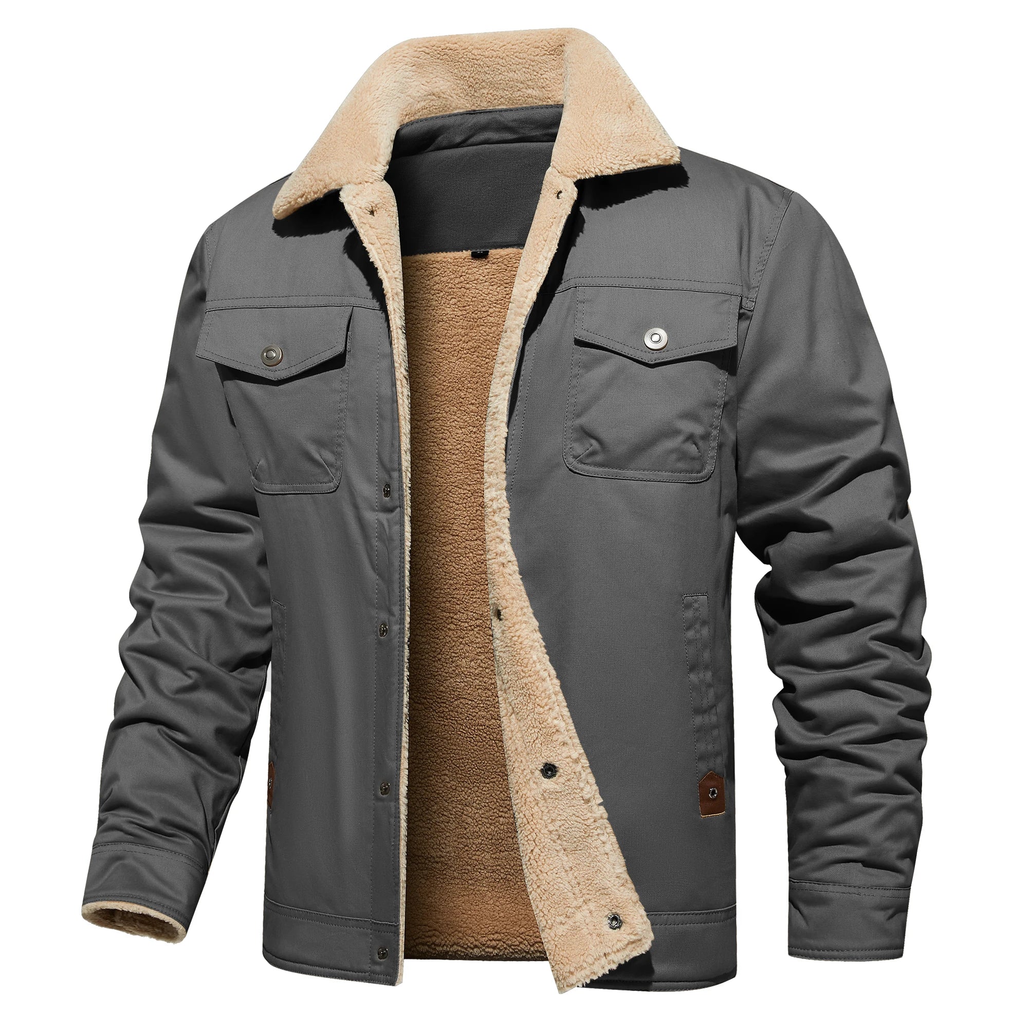 Frederick® | Autumn Winter Men's Jacket Casual Warm Fleece Black - Image 3