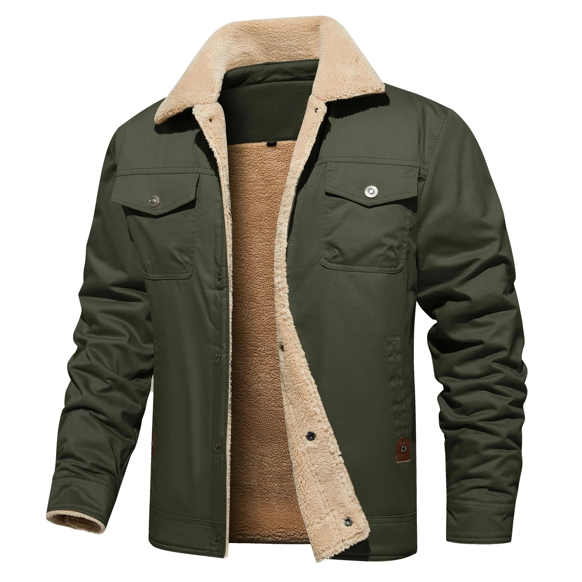 Frederick® | Autumn Winter Men's Jacket Casual Warm Fleece Black - Image 4