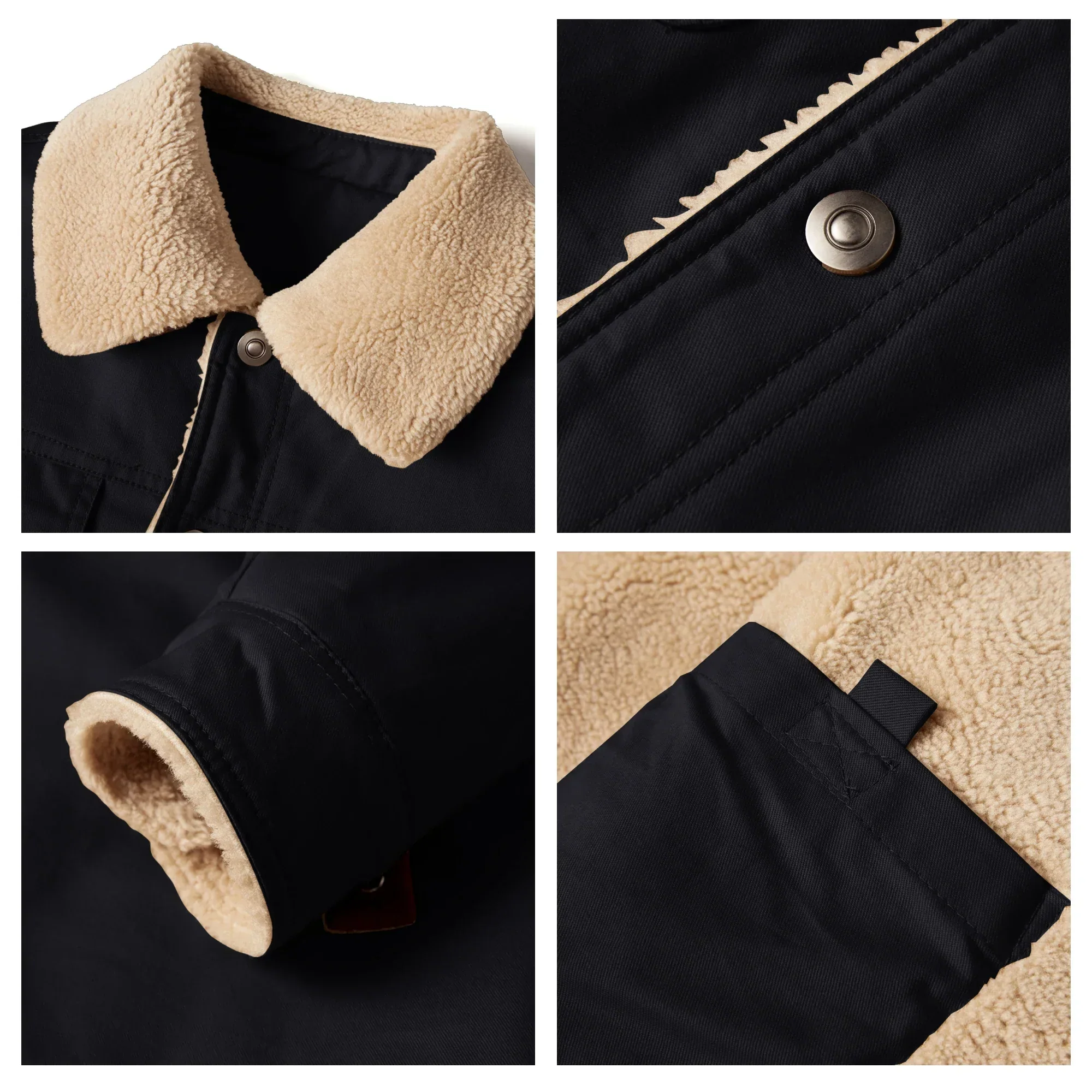 Frederick® | Autumn Winter Men's Jacket Casual Warm Fleece Black - Image 6