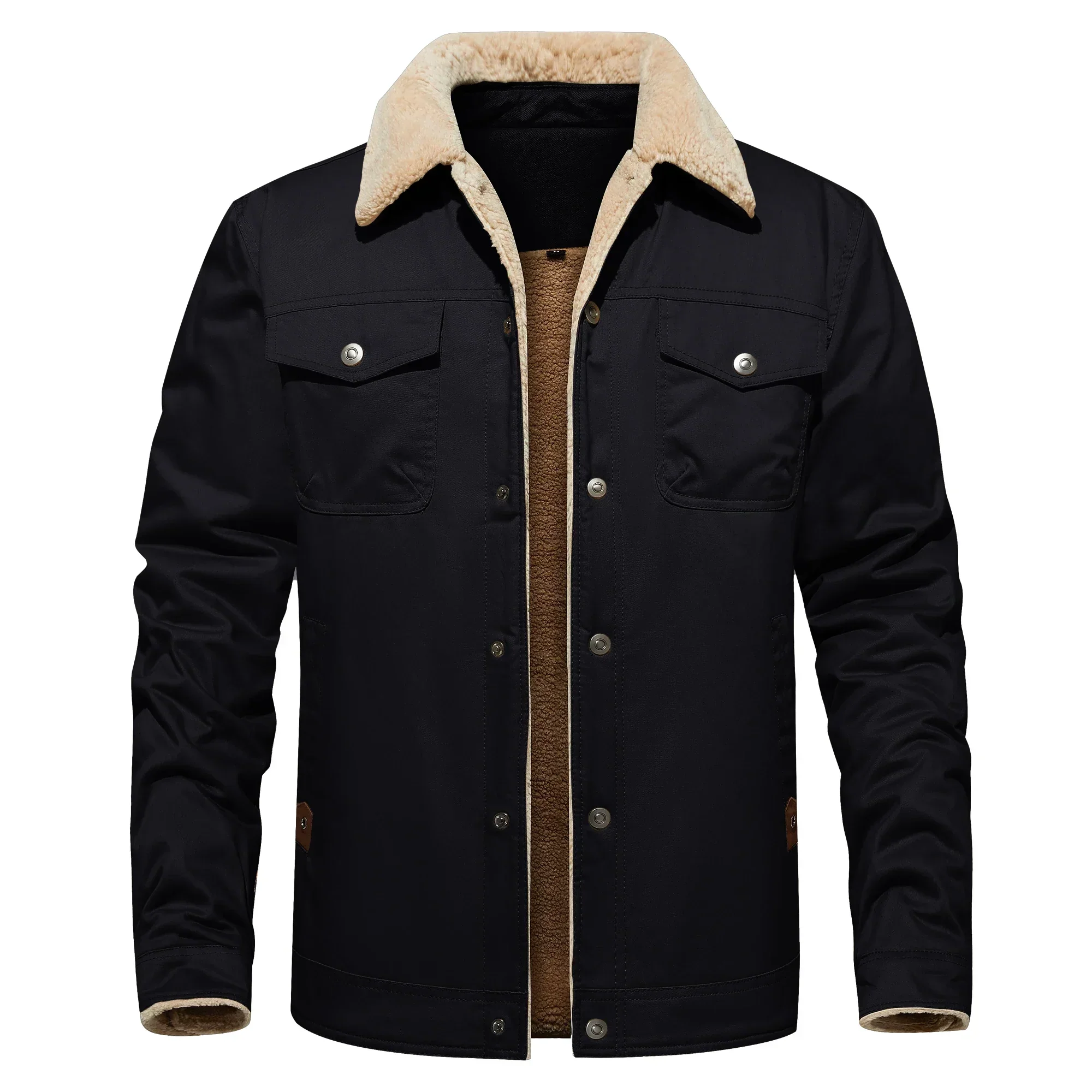 Frederick® | Autumn Winter Men's Jacket Casual Warm Fleece Black - Image 7