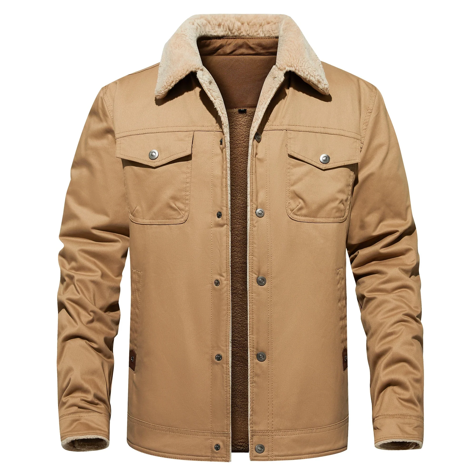 Frederick® | Autumn Winter Men's Jacket Casual Warm Fleece Black - Image 8