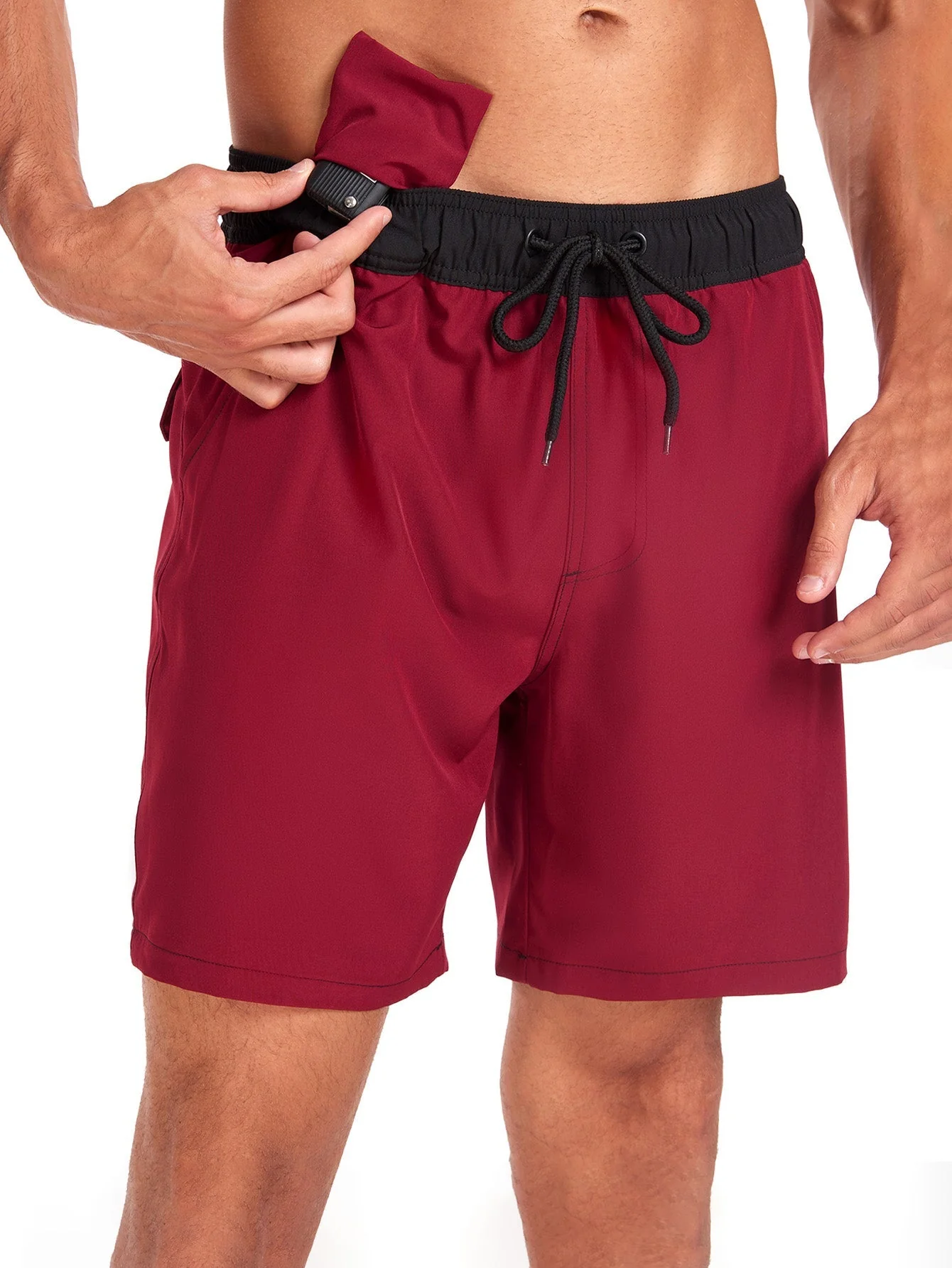 Fulgencio® | Solid Color Drawstring Swim Shorts With Pocket - Image 13