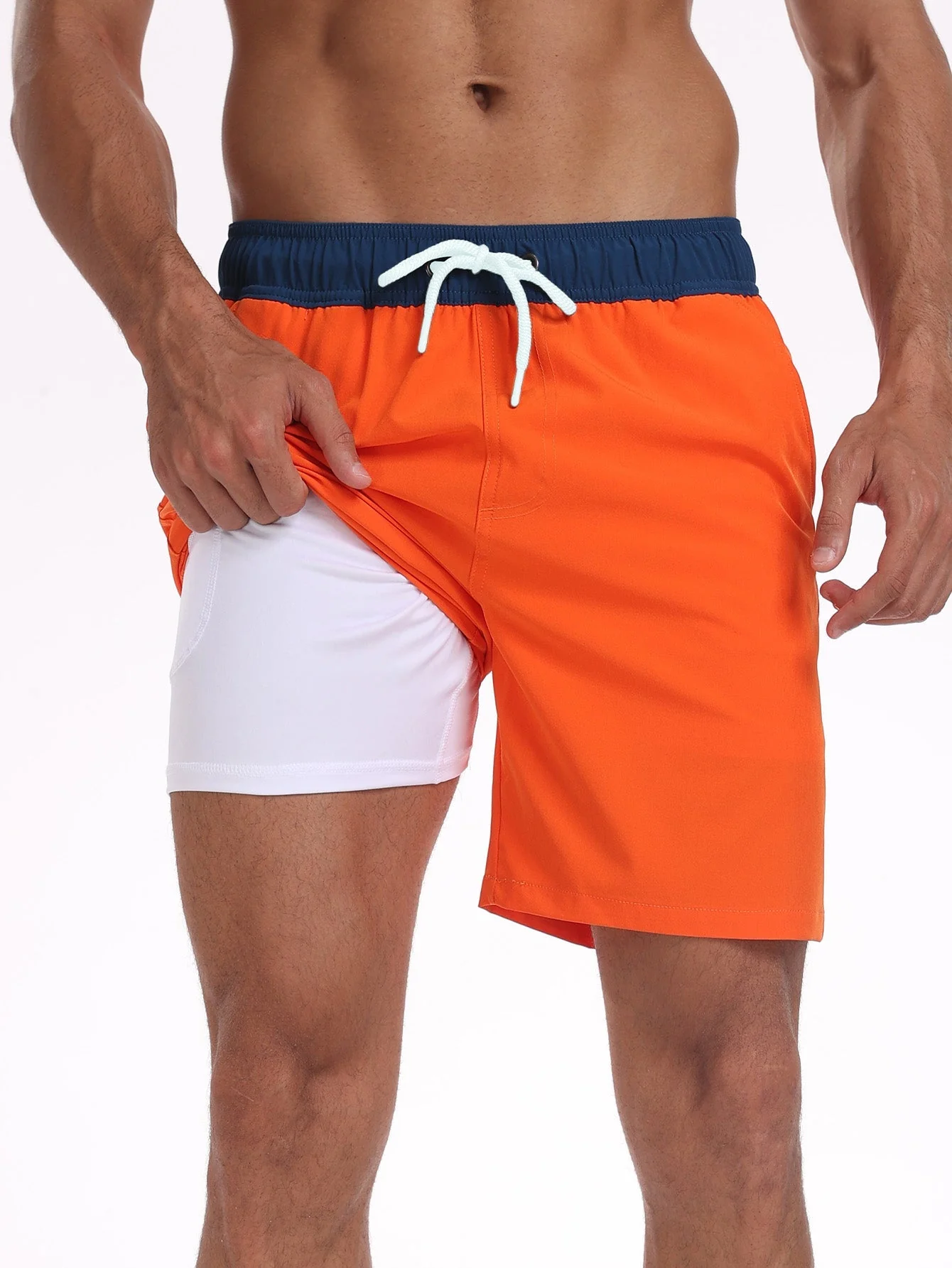 Fulgencio® | Solid Color Drawstring Swim Shorts With Pocket - Image 6