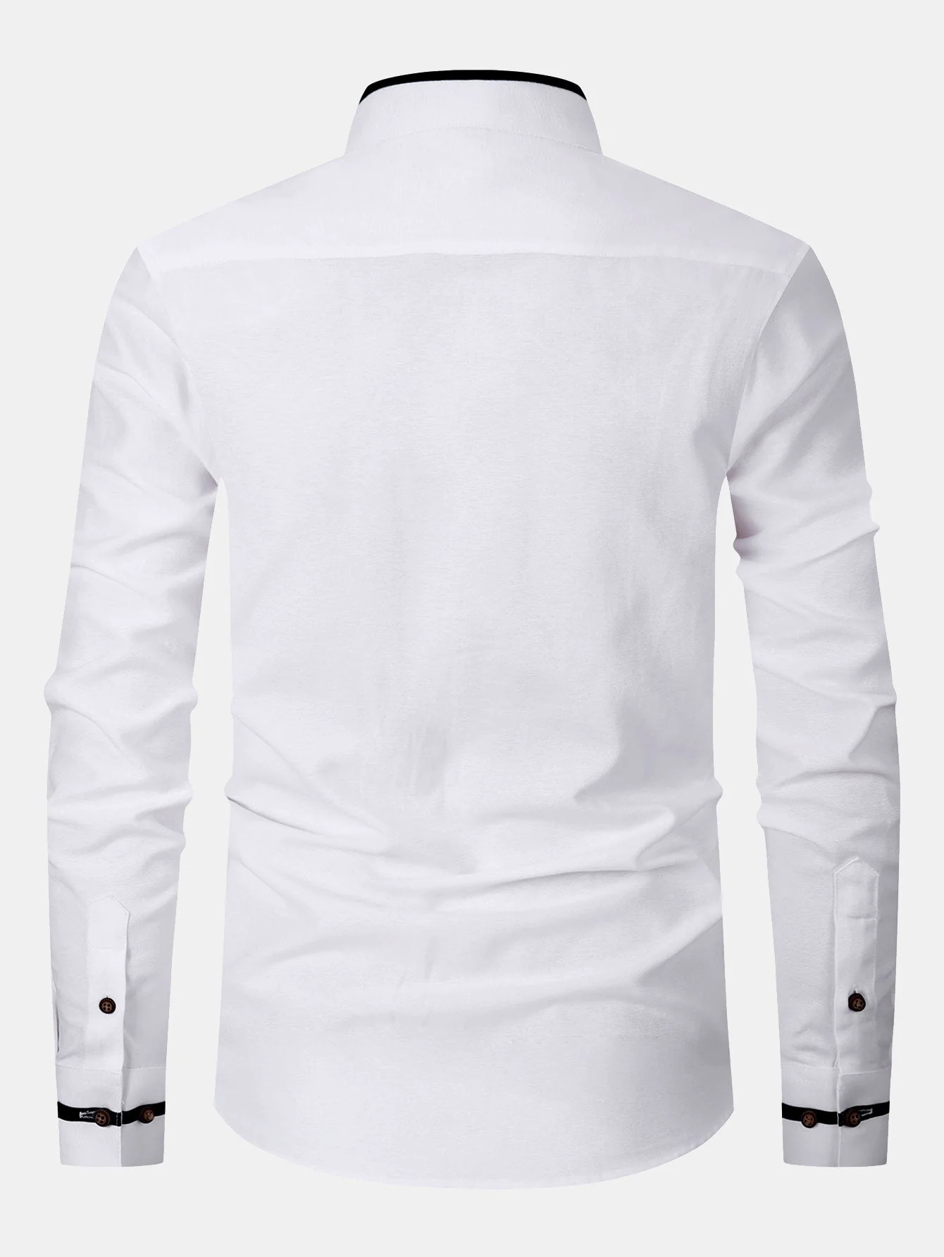 Gabino® | Long Sleeve Contrast Stand Collar Oxford Shirt - Image 10