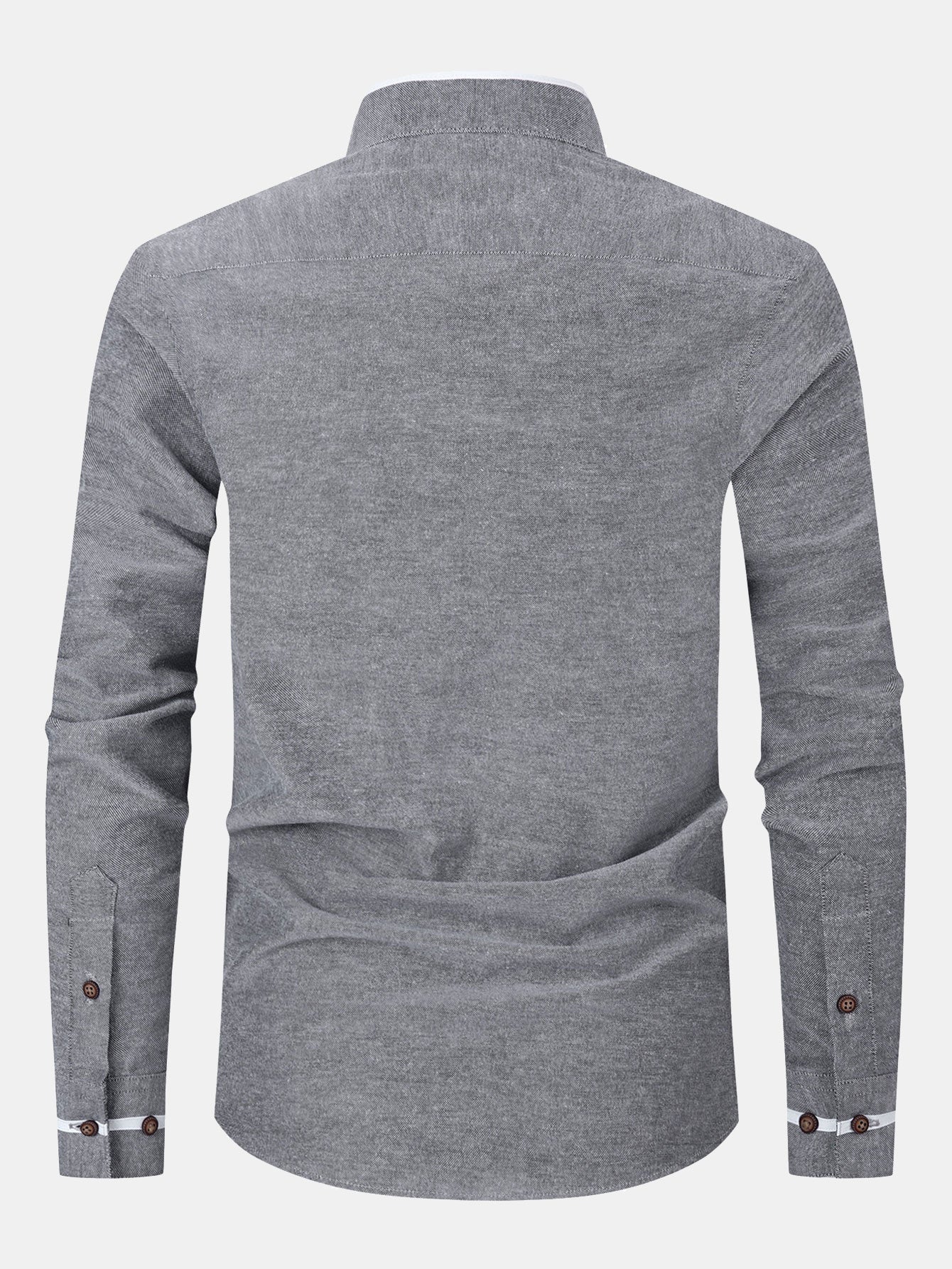 Gabino® | Long Sleeve Contrast Stand Collar Oxford Shirt - Image 12